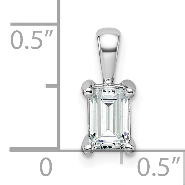 14k White Gold 3/4 carat Certified Lab Grown Diamond VS+ F+ Emerald Complete Four Prong Pendant