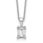 14k White Gold 3/4 carat Certified Lab Grown Diamond VS/SI+ G+ Emerald Complete 18 inch Four Prong Pendant Necklace