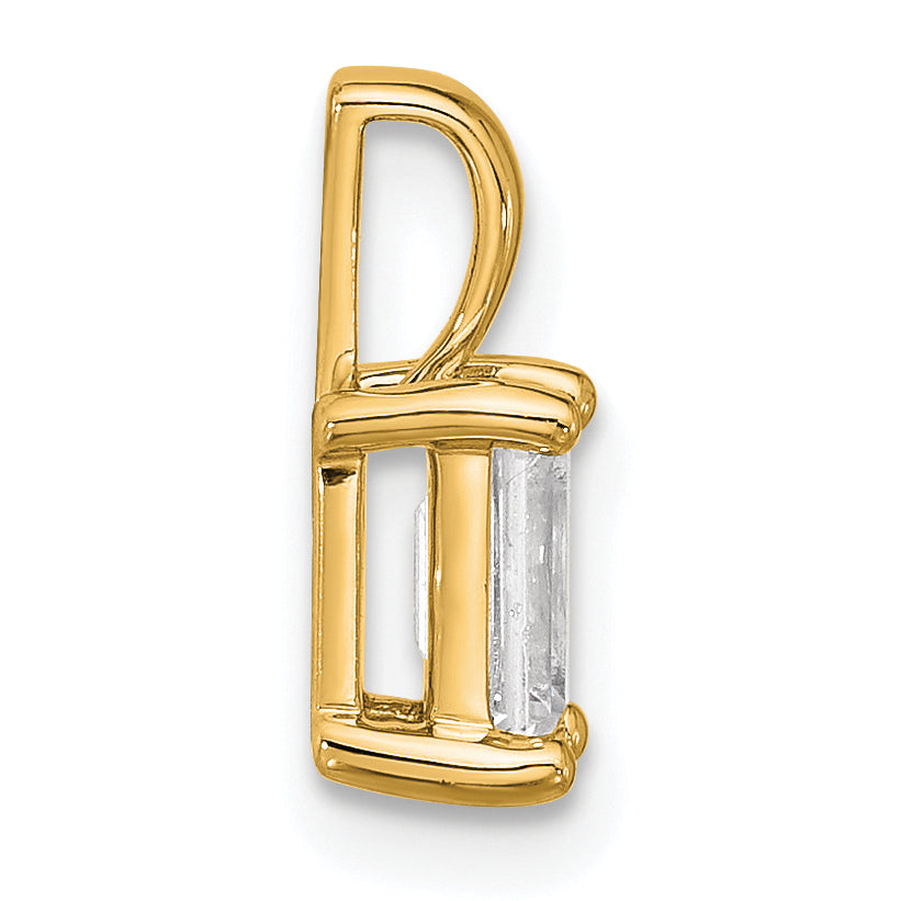 14k 3/4 carat Certified Lab Grown Diamond VS/SI+ G+ Emerald Complete Four Prong Pendant Secondary image