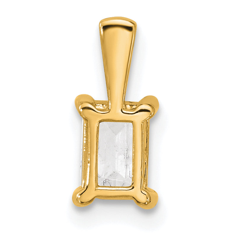 14k 3/4 carat Lab Grown Diamond VS+ F+ Emerald Complete Four Prong Pendant