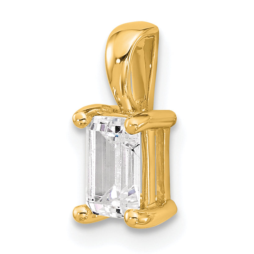 14k 3/4 carat Certified Lab Grown Diamond VS/SI+ G+ Emerald Complete Four Prong Pendant