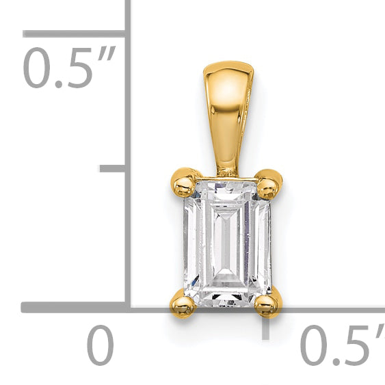 14k 3/4 carat Certified Lab Grown Diamond VS/SI+ G+ Emerald Complete Four Prong Pendant