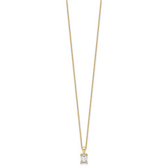 14k 3/4 carat Certified Lab Grown Diamond VS+ F+ Emerald Complete 18 inch Four Prong Pendant Necklace