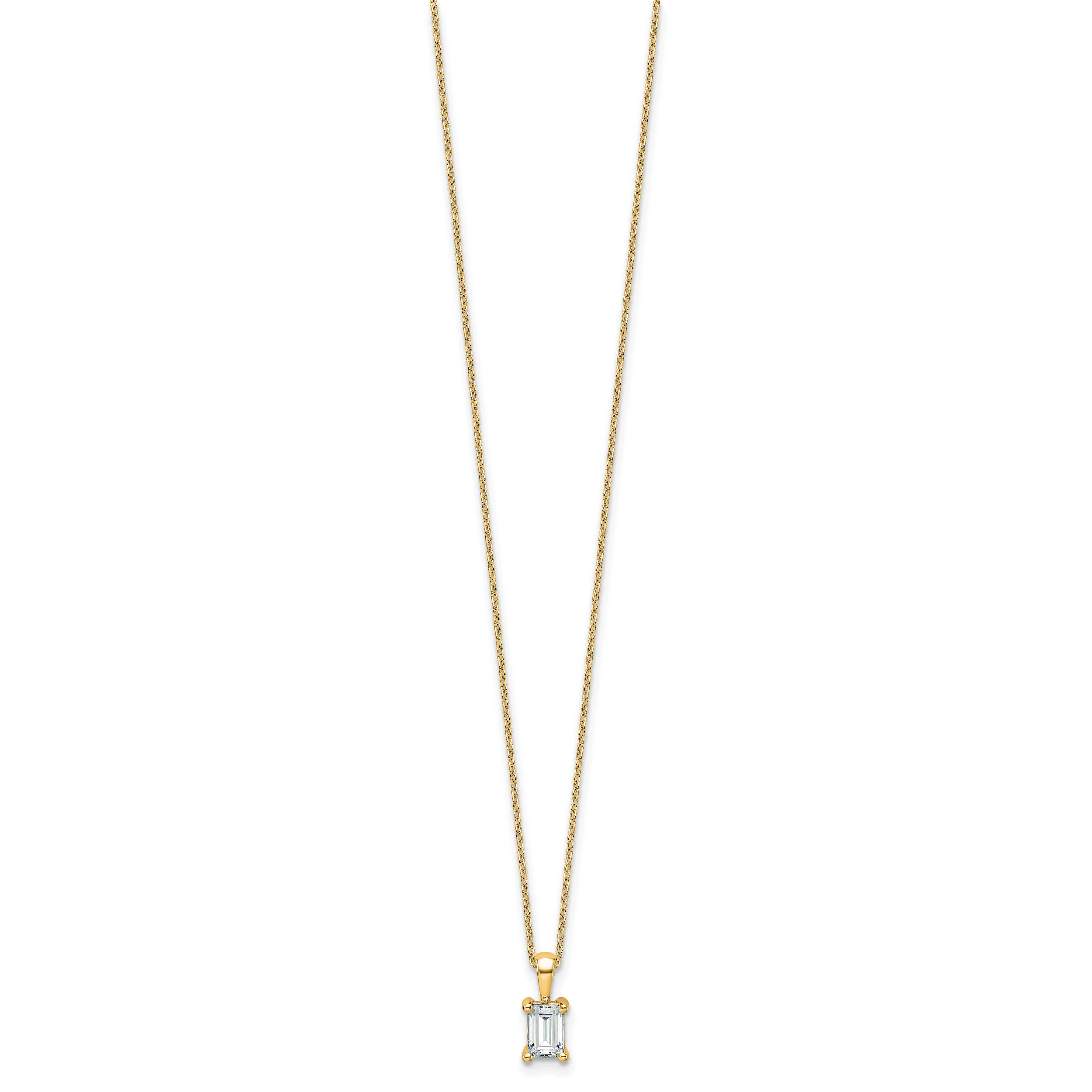 14k 3/4 carat Lab Grown Diamond VS/SI+ G+ Emerald Complete 18 inch Four Prong Pendant Necklace
