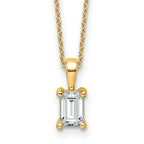 14k 3/4 carat Lab Grown Diamond VS/SI+ G+ Emerald Complete 18 inch Four Prong Pendant Necklace