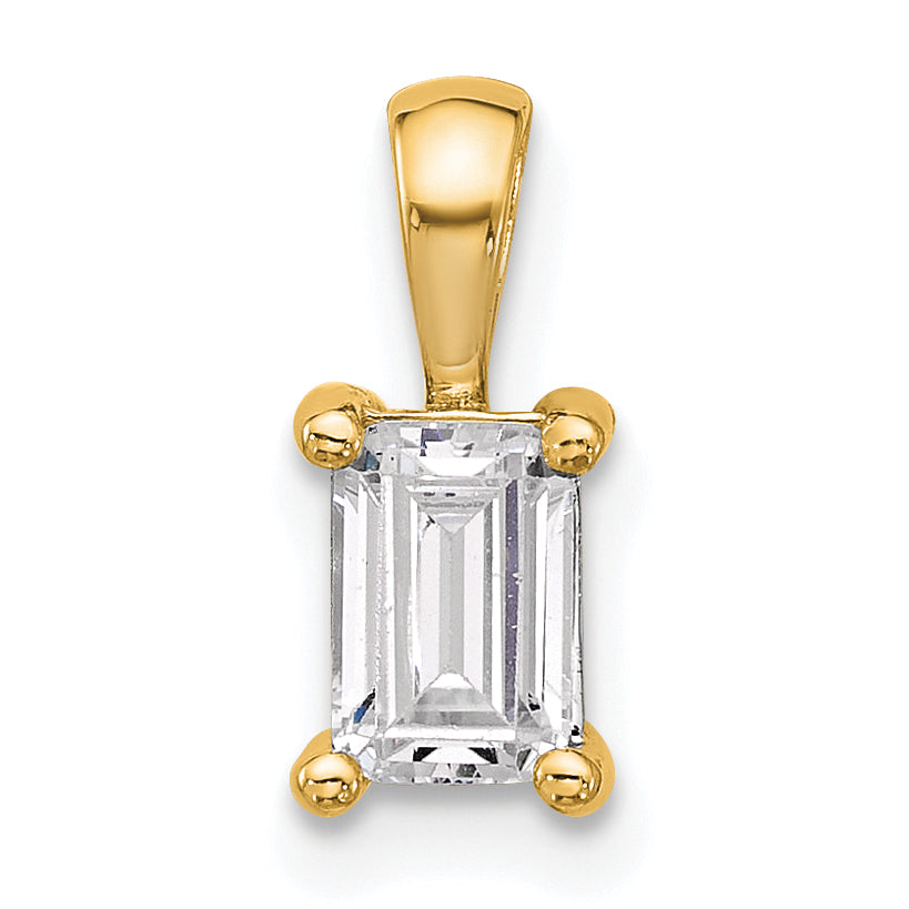 14k 3/4 carat Certified Lab Grown Diamond VS/SI+ G+ Emerald Complete Four Prong Pendant