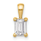 14k 3/4 carat Lab Grown Diamond VS+ F+ Emerald Complete Four Prong Pendant