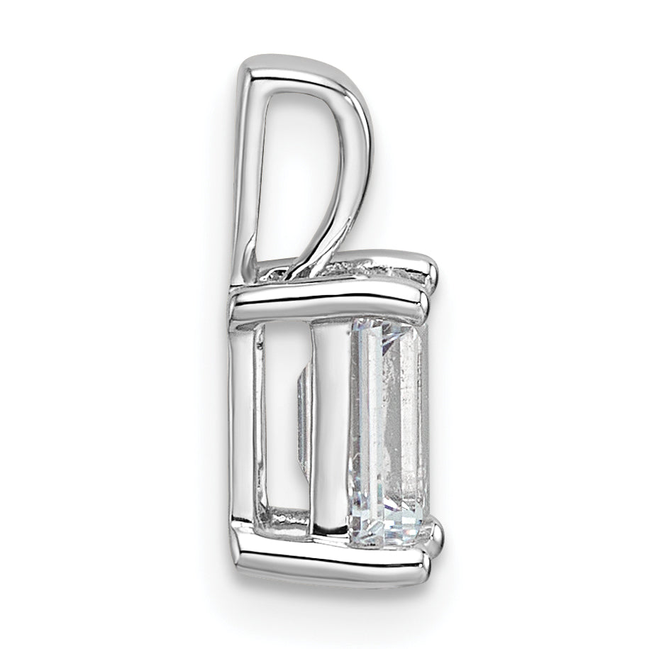 14k White Gold 1 carat Certified Lab Grown Diamond VS+ F+ Emerald Complete Four Prong Pendant