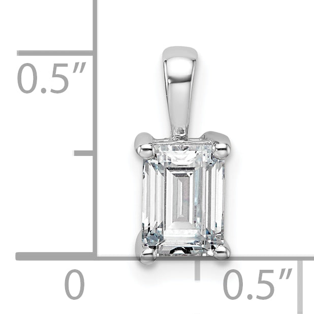 14k White Gold 1 carat Certified Lab Grown Diamond VS+ F+ Emerald Complete Four Prong Pendant