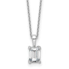 14k White Gold 1 carat Certified Lab Grown Diamond VS/SI+ G+ Emerald Complete 18 inch Four Prong Pendant Necklace