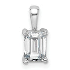 14k White Gold 1 carat Certified Lab Grown Diamond VS/SI+ G+ Emerald Complete Four Prong Pendant