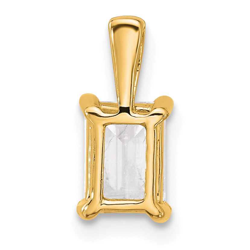 14k 1 carat Certified Lab Grown Diamond VS/SI+ G+ Emerald Complete Four Prong Pendant