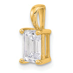14k 1 carat Lab Grown Diamond VS/SI+ G+ Emerald Complete Four Prong Pendant