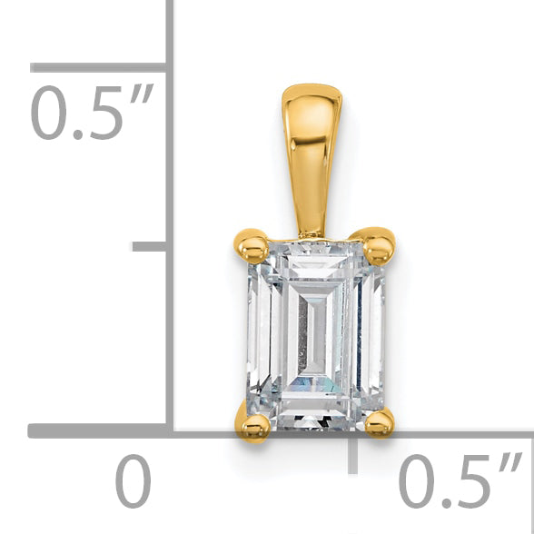 14k 1 carat Lab Grown Diamond VS/SI+ G+ Emerald Complete Four Prong Pendant