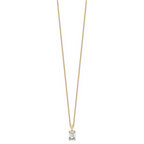 14k 1 carat Lab Grown Diamond VS+ F+ Emerald Complete 18 inch Four Prong Pendant Necklace