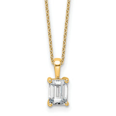 14k 1 carat Lab Grown Diamond VS/SI+ G+ Emerald Complete 18 inch Four Prong Pendant Necklace
