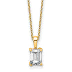14k 1 carat Lab Grown Diamond VS+ F+ Emerald Complete 18 inch Four Prong Pendant Necklace