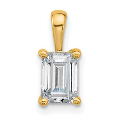 14k 1 carat Certified Lab Grown Diamond VS+ F+ Emerald Complete Four Prong Pendant