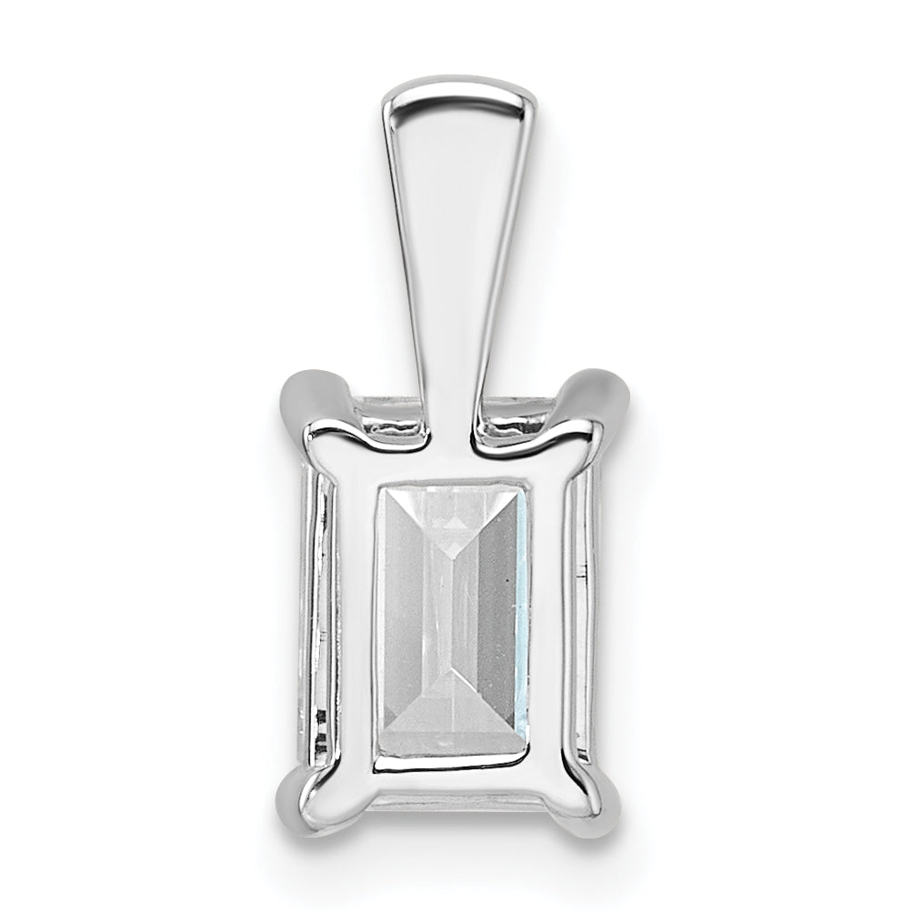 14k White Gold 1 1/2 carat Certified Lab Grown Diamond VS+ F+ Emerald Complete Four Prong Pendant