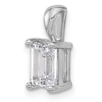 14k White Gold 1 1/2 carat Lab Grown Diamond VS+ F+ Emerald Complete Four Prong Pendant