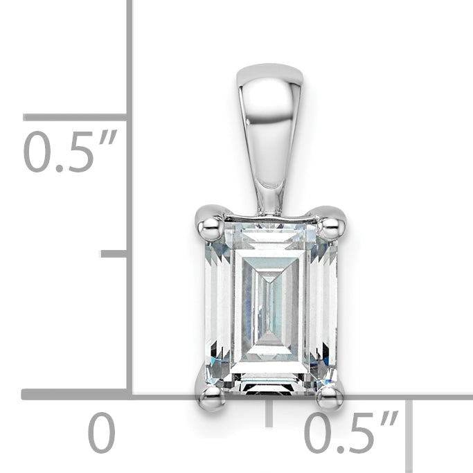 14k White Gold 1 1/2 carat Certified Lab Grown Diamond VS+ F+ Emerald Complete Four Prong Pendant