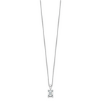 14k White Gold 1 1/2 carat Certified Lab Grown Diamond VS/SI+ G+ Emerald Complete 18 inch Four Prong Pendant Necklace