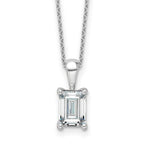 14k White Gold 1 1/2 carat Certified Lab Grown Diamond VS/SI+ G+ Emerald Complete 18 inch Four Prong Pendant Necklace