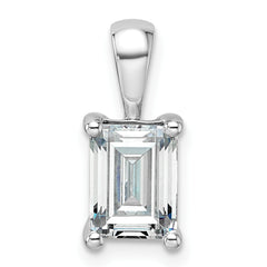14k White Gold 1 1/2 carat Certified Lab Grown Diamond VS+ F+ Emerald Complete Four Prong Pendant
