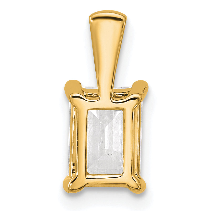 14k 1 1/2 carat Certified Lab Grown Diamond VS+ F+ Emerald Complete Four Prong Pendant