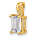 14k 1 1/2 carat Certified Lab Grown Diamond VS/SI+ G+ Emerald Complete Four Prong Pendant