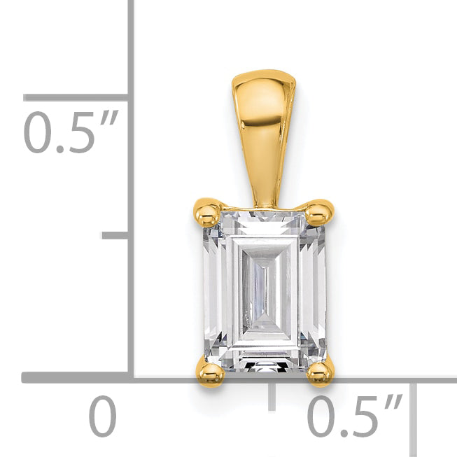14k 1 1/2 carat Lab Grown Diamond VS/SI+ G+ Emerald Complete Four Prong Pendant