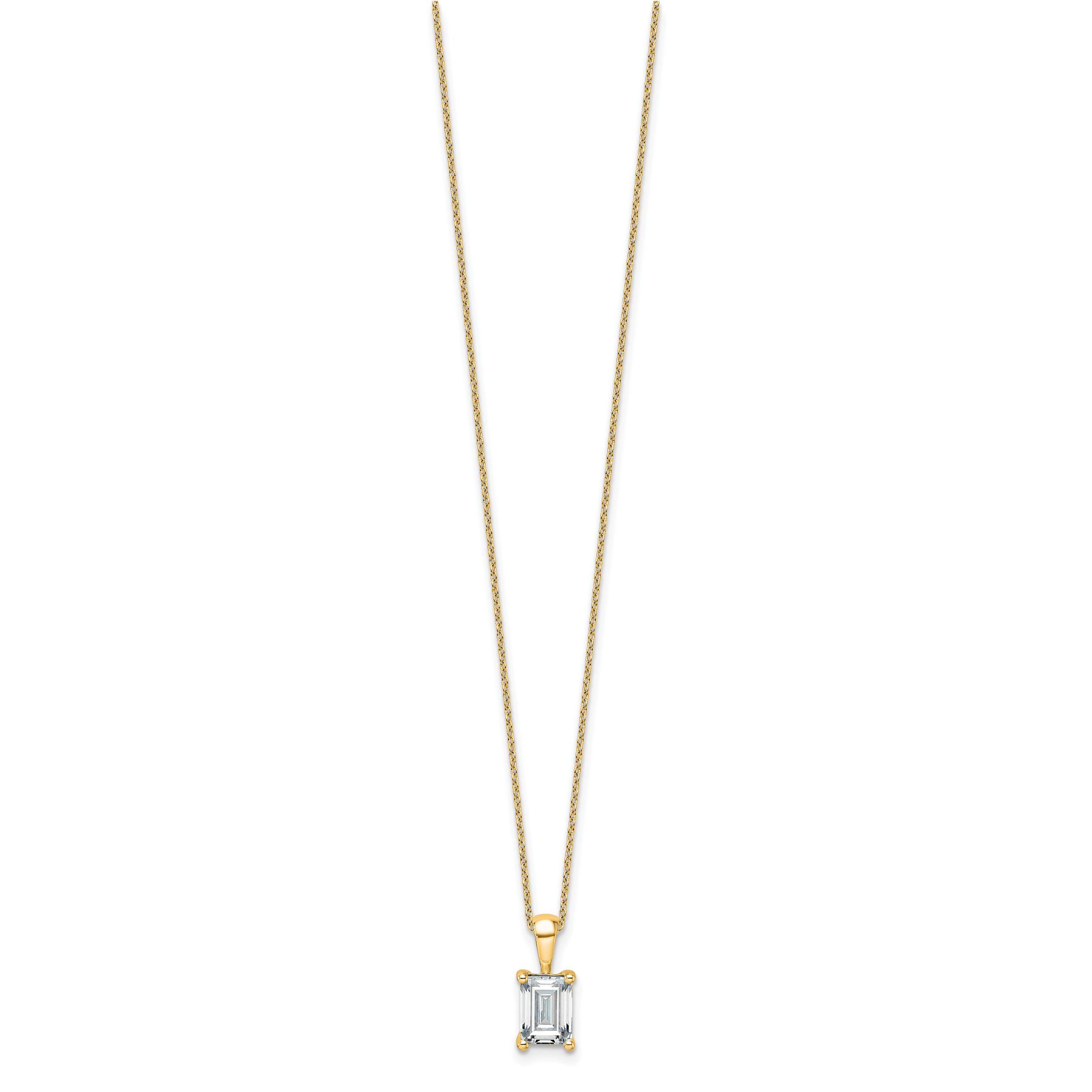 14k 1 1/2 carat Lab Grown Diamond VS/SI+ G+ Emerald Complete 18 inch Four Prong Pendant Necklace Secondary image