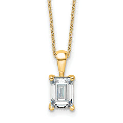 14k 1 1/2 carat Certified Lab Grown Diamond VS/SI+ G+ Emerald Complete 18 inch Four Prong Pendant Necklace
