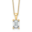 14k 1 1/2 carat Lab Grown Diamond VS/SI+ G+ Emerald Complete 18 inch Four Prong Pendant Necklace