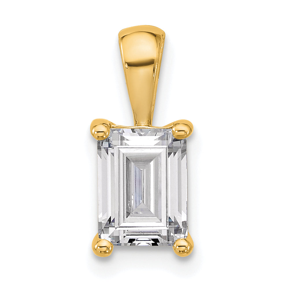 14k 1 1/2 carat Certified Lab Grown Diamond VS/SI+ G+ Emerald Complete Four Prong Pendant