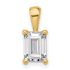 14k 1 1/2 carat Lab Grown Diamond VS/SI+ G+ Emerald Complete Four Prong Pendant