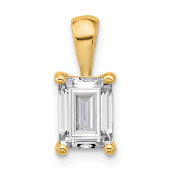 14k 1 1/2 carat Lab Grown Diamond VS+ F+ Emerald Complete Four Prong Pendant