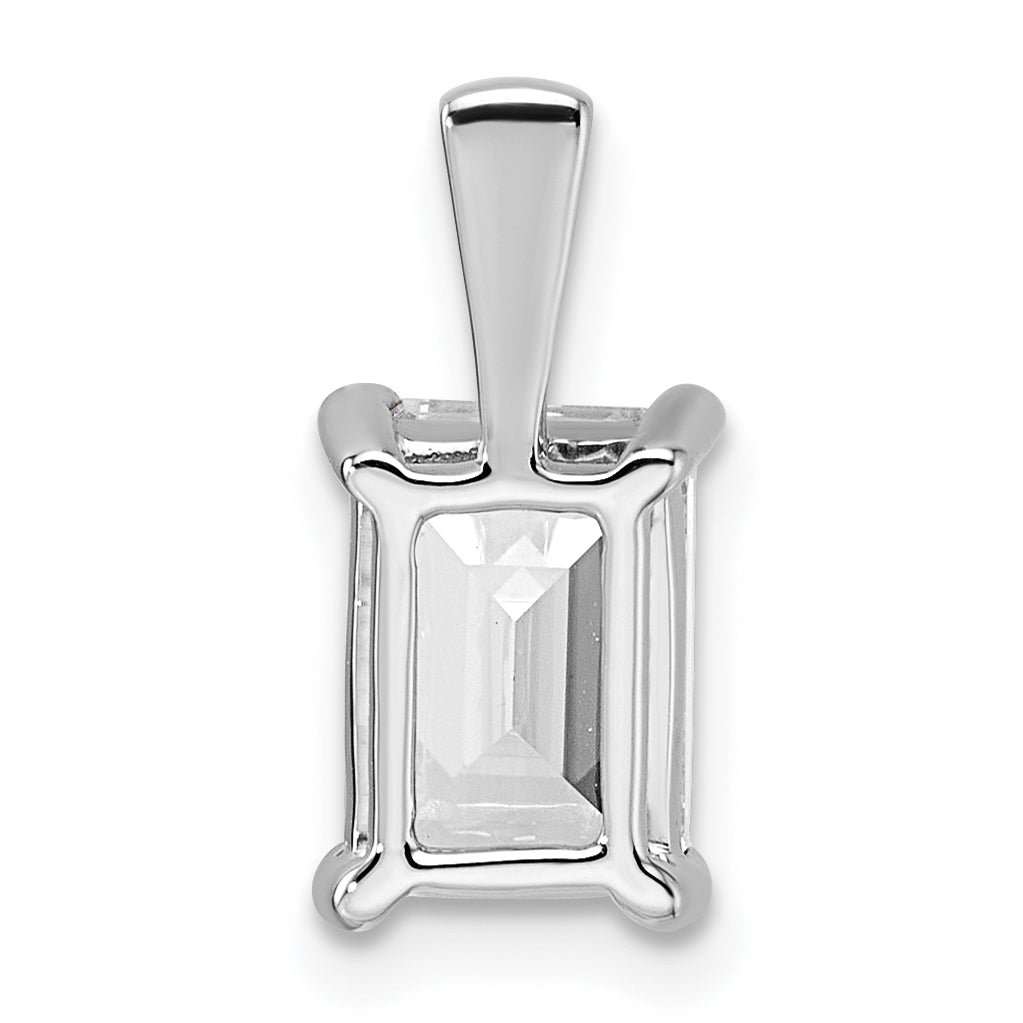 14k White Gold 2 carat Certified Lab Grown Diamond VS+ F+ Emerald Complete Four Prong Pendant