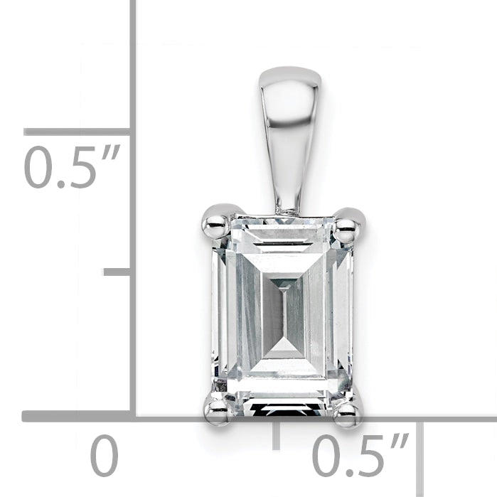 14k White Gold 2 carat Lab Grown Diamond VS+ F+ Emerald Complete Four Prong Pendant