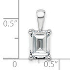 14k White Gold 2 carat Certified Lab Grown Diamond VS+ F+ Emerald Complete Four Prong Pendant