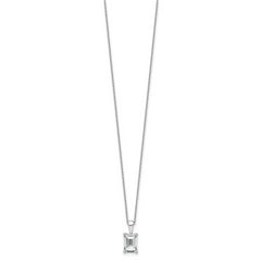 14k White Gold 2 carat Certified Lab Grown Diamond VS/SI+ G+ Emerald Complete 18 inch Four Prong Pendant Necklace