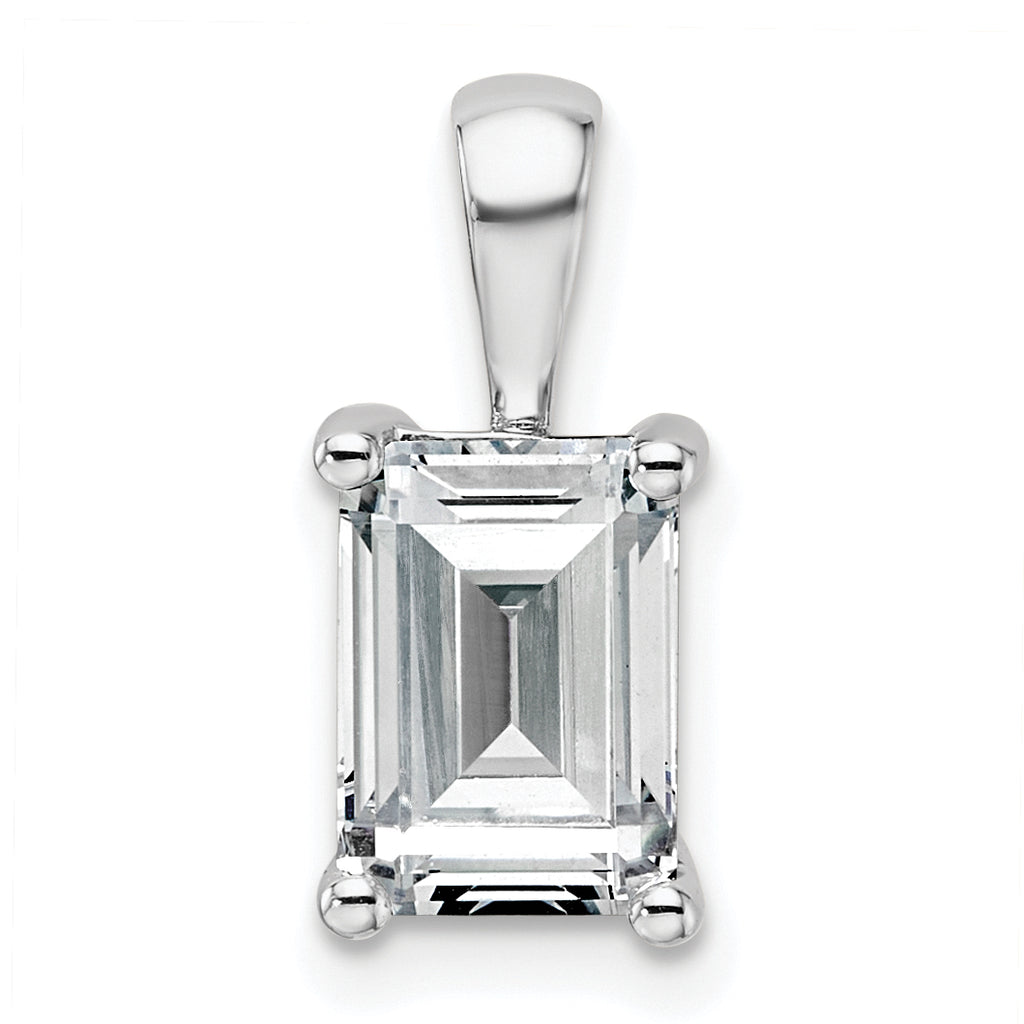 14k White Gold 2 carat Lab Grown Diamond VS/SI+ G+ Emerald Complete Four Prong Pendant
