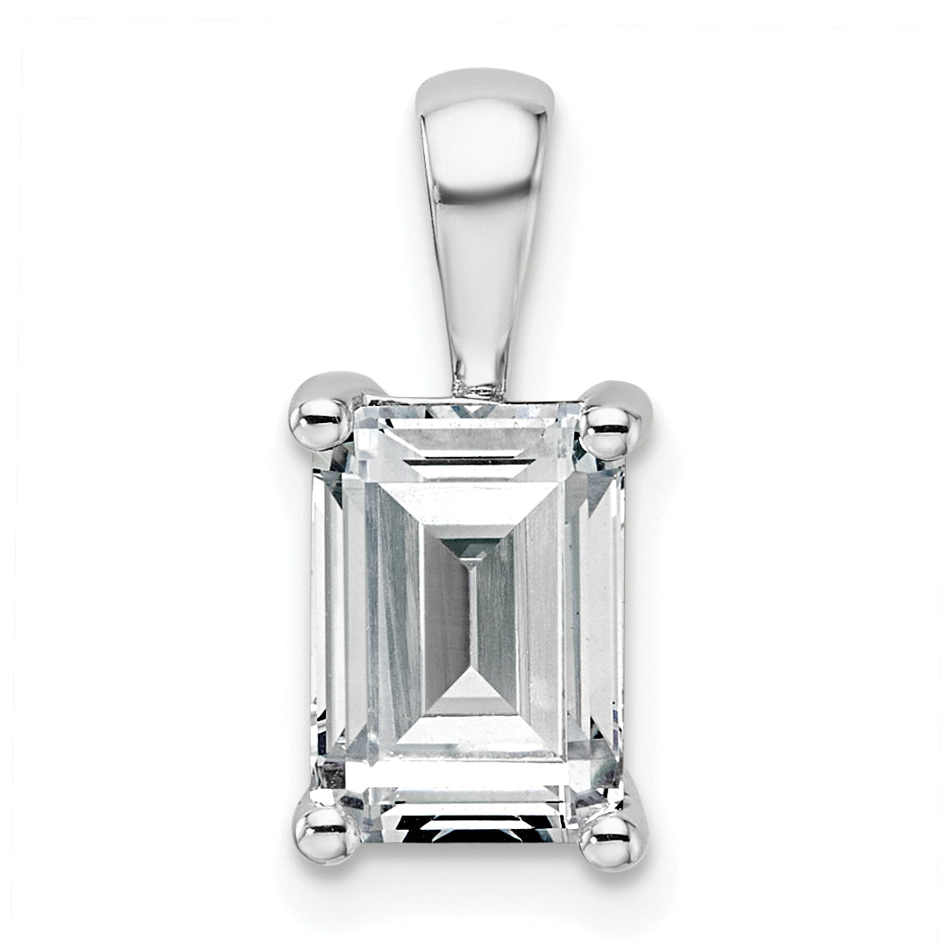 14k White Gold 2 carat Certified Lab Grown Diamond VS+ F+ Emerald Complete Four Prong Pendant Main image