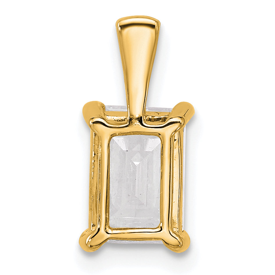 14k 2 carat Lab Grown Diamond VS+ F+ Emerald Complete Four Prong Pendant