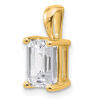 14k 2 carat Lab Grown Diamond VS+ F+ Emerald Complete Four Prong Pendant