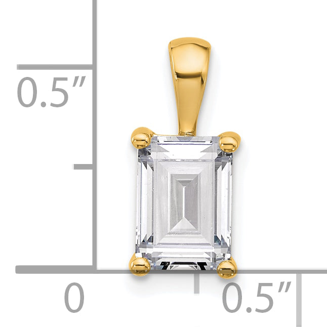 14k 2 carat Lab Grown Diamond VS/SI+ G+ Emerald Complete Four Prong Pendant