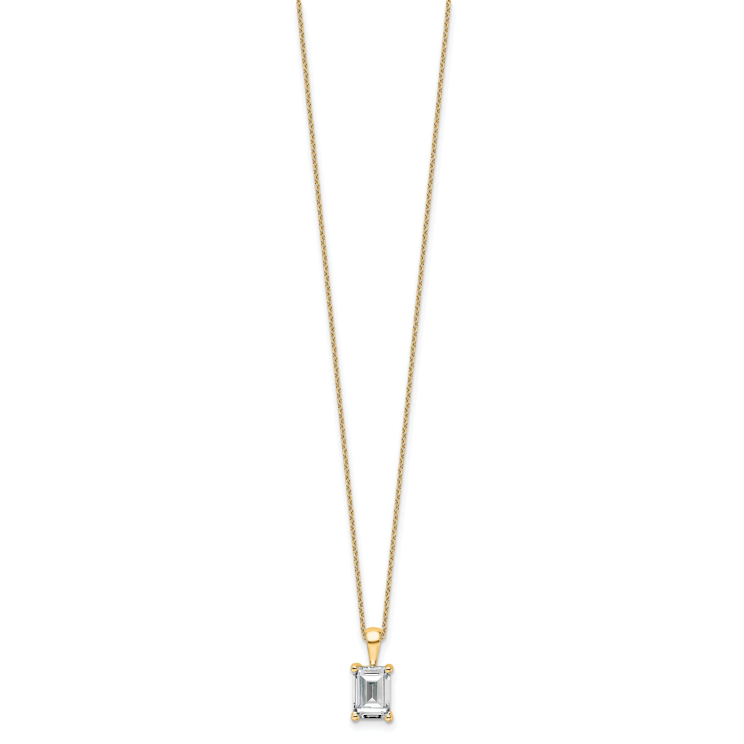 14k 2 carat Certified Lab Grown Diamond VS+ F+ Emerald Complete 18 inch Four Prong Pendant Necklace