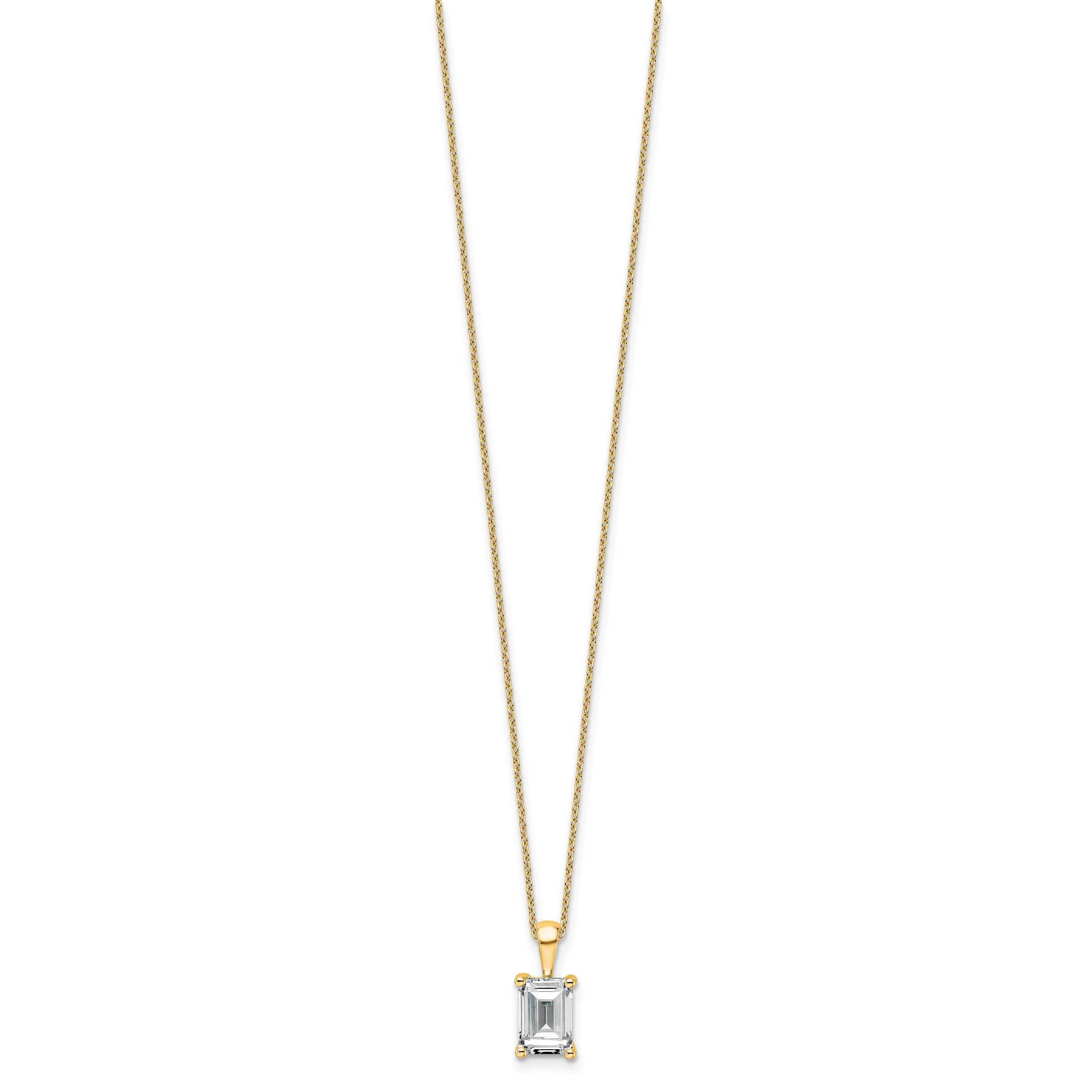 14k 2 carat Lab Grown Diamond VS+ F+ Emerald Complete 18 inch Four Prong Pendant Necklace Secondary image