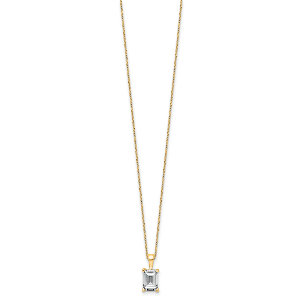 14k 2 carat Lab Grown Diamond VS/SI+ G+ Emerald Complete 18 inch Four Prong Pendant Necklace