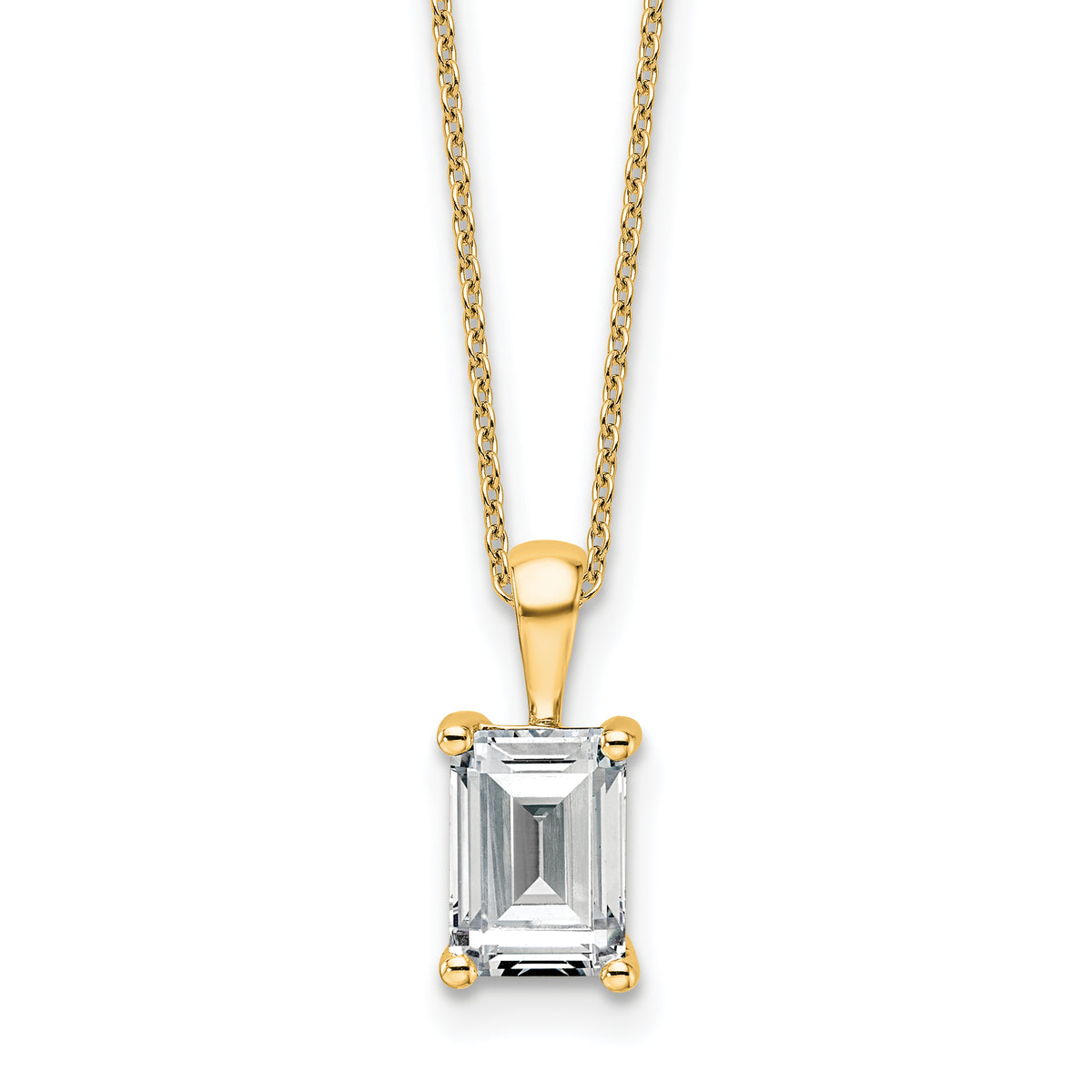 14k 2 carat Lab Grown Diamond VS+ F+ Emerald Complete 18 inch Four Prong Pendant Necklace